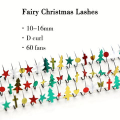 Christmas Sequin Lashes Glitter False Eyelash 60pcs 10-15mm Individual Lashes