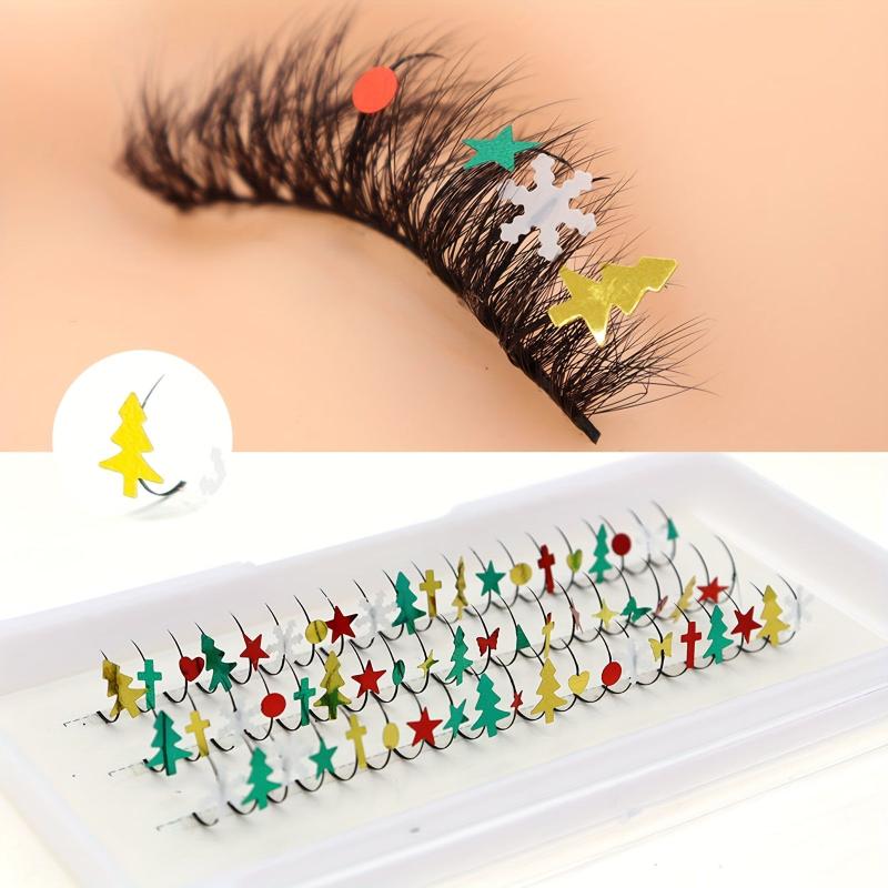 Christmas Sequin Lashes Glitter False Eyelash 60pcs 10-15mm Individual Lashes