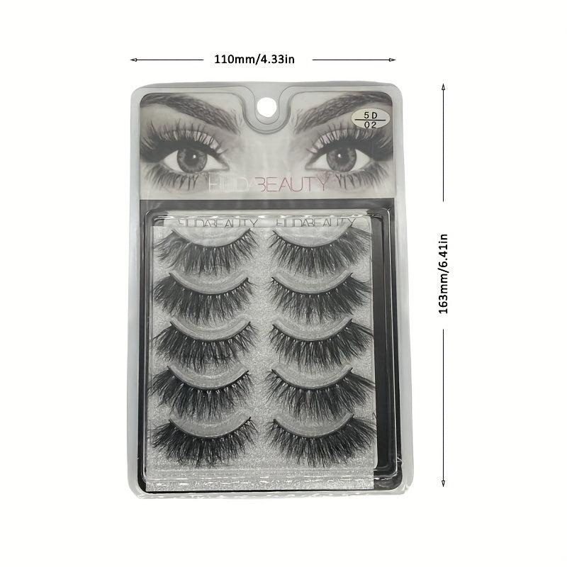 5 Pairs 5D False Eyelashes Fluffy Faux Mink Eyelashes Natural Look Lashes