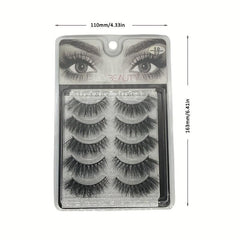 5 Pairs 5D False Eyelashes Fluffy Faux Mink Eyelashes Natural Look Lashes