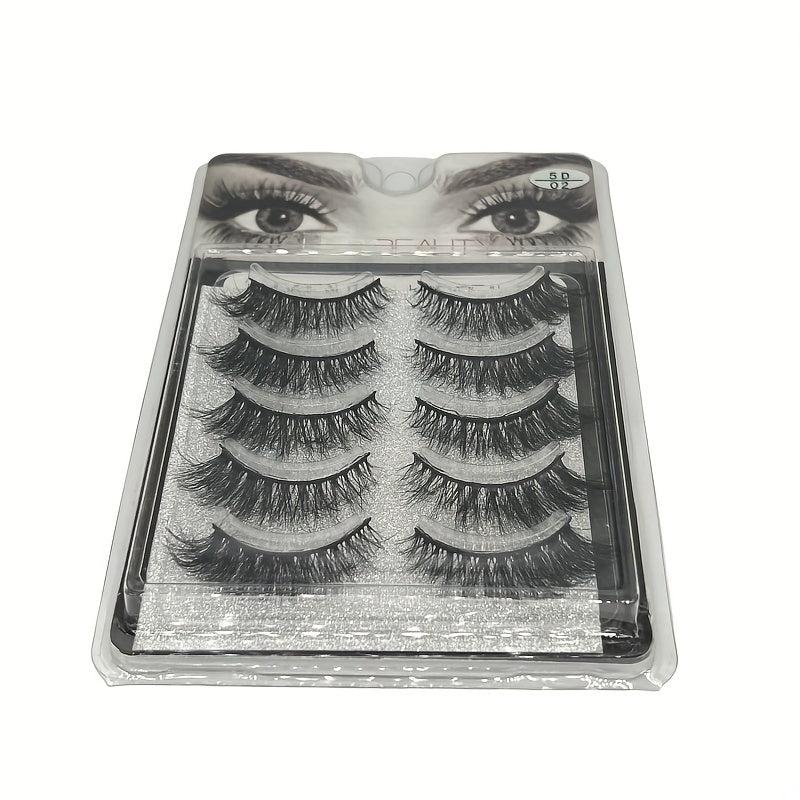 5 Pairs 5D False Eyelashes Fluffy Faux Mink Eyelashes Natural Look Lashes