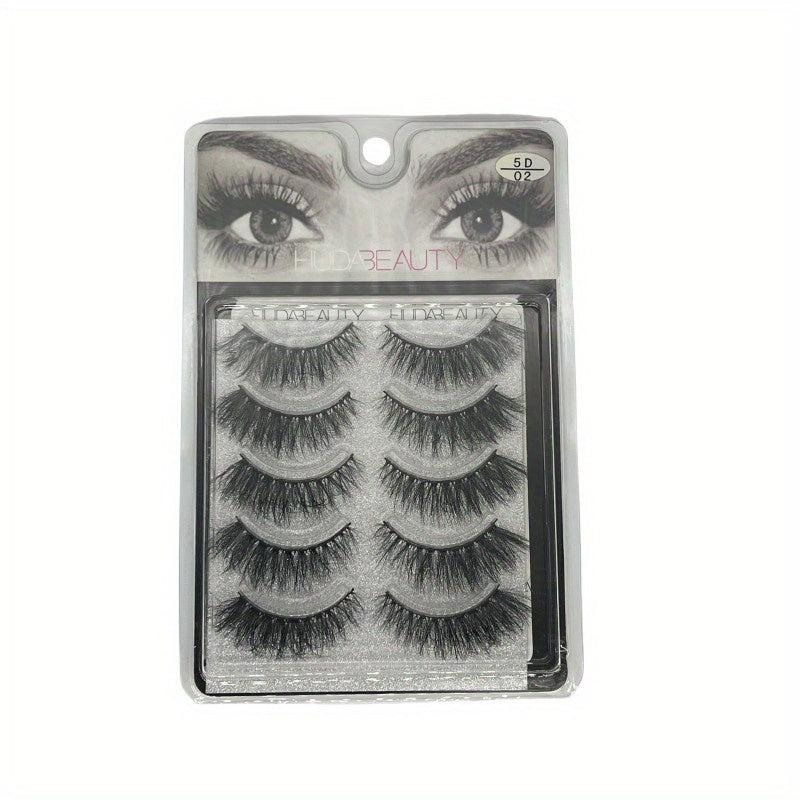 5 Pairs 5D False Eyelashes Fluffy Faux Mink Eyelashes Natural Look Lashes