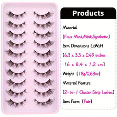 Natural Fox Eye Lashes Cluster Individual D Curling False Eyelashes Extensions