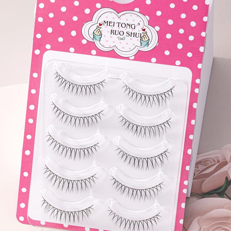 5 Pairs False Eyelashes with Curling Up Lashes for Daily Makeup