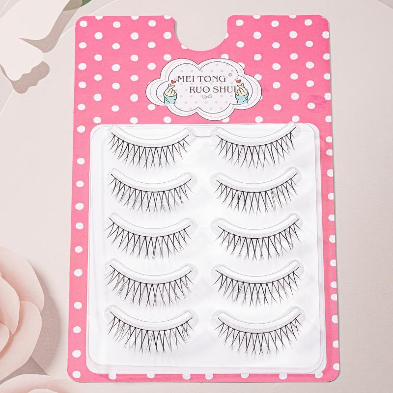 5 Pairs False Eyelashes with Curling Up Lashes for Daily Makeup
