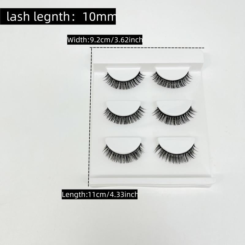 3 Pairs False Eyelashes D Curling 10mm Natural Thick Eyelashes
