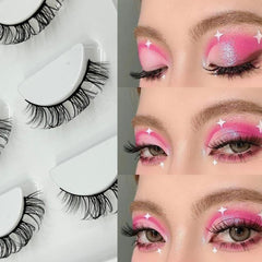 3 Pairs False Eyelashes D Curling 10mm Natural Thick Eyelashes