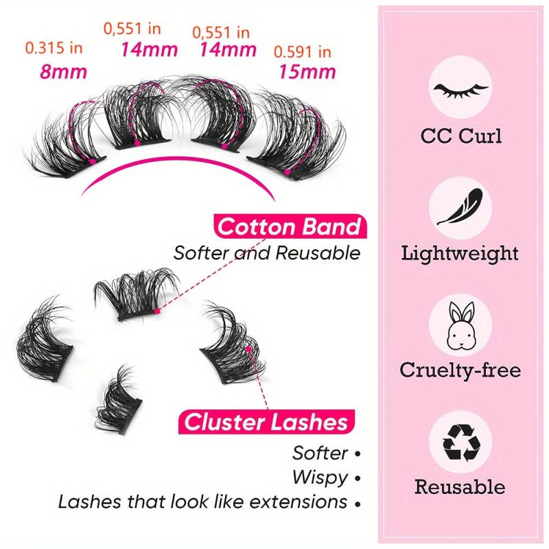 Natural Cluster Lashes Extensions Wispy False Eyelashes DIY Lashes