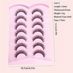 7 Pairs Faux Mink Wispy Fluffy False Eyelashes