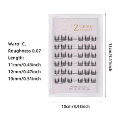 C Curling Individual Lashes 10-13mm Self Adhesive Eyelashes Clusters