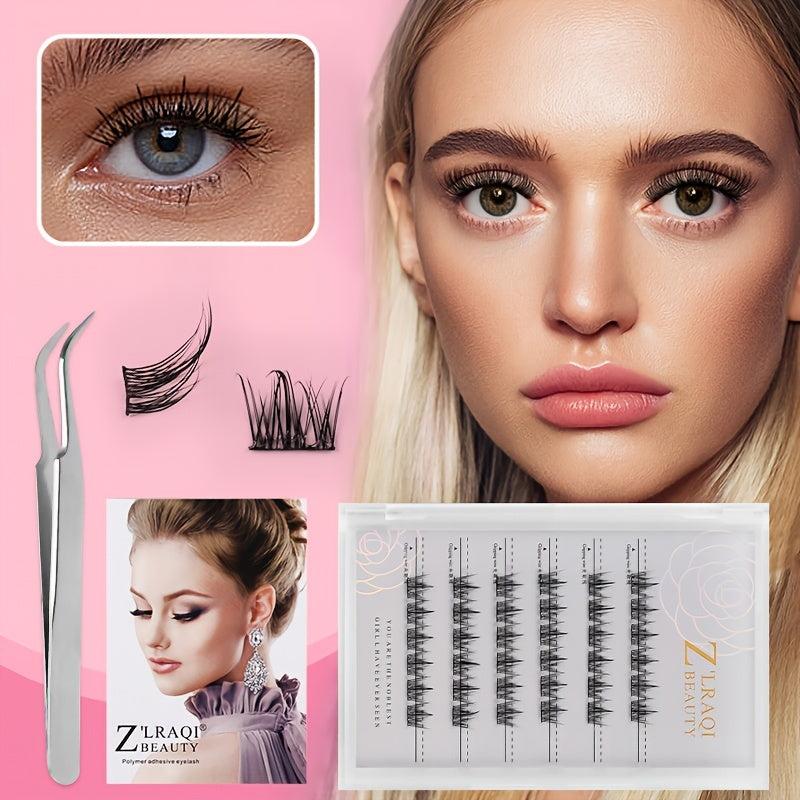 C Curling Individual Lashes 10-13mm Self Adhesive Eyelashes Clusters