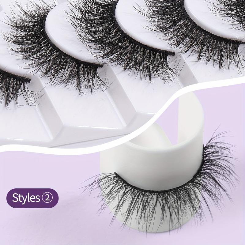 7 Pairs Natural Thick Faux Mink Lashes Messy Curling False Eyelashes Two Boxes