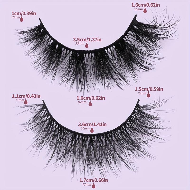 7 Pairs Natural Thick Faux Mink Lashes Messy Curling False Eyelashes Two Boxes