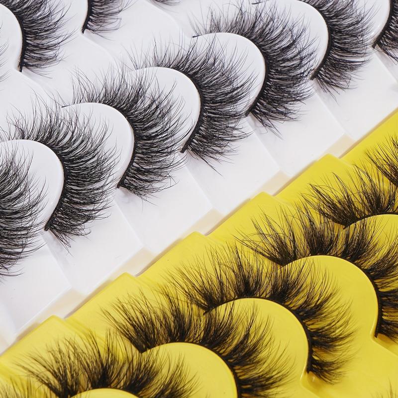 7 Pairs Natural Thick Faux Mink Lashes Messy Curling False Eyelashes Two Boxes