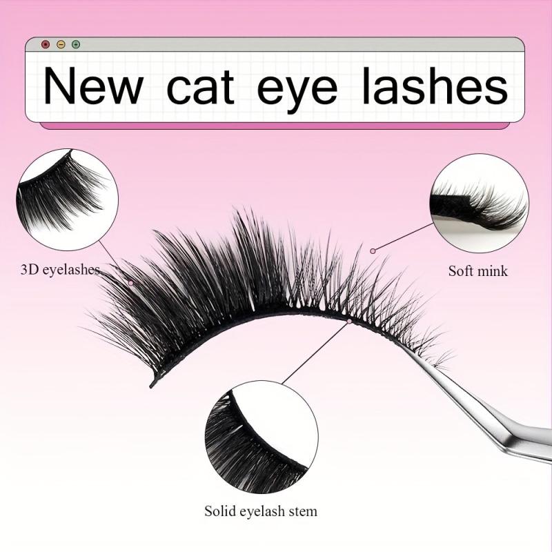 8D Natural Fox Eye Eyelashes 5 Pairs Cat Eye Winged End Mink Lashes