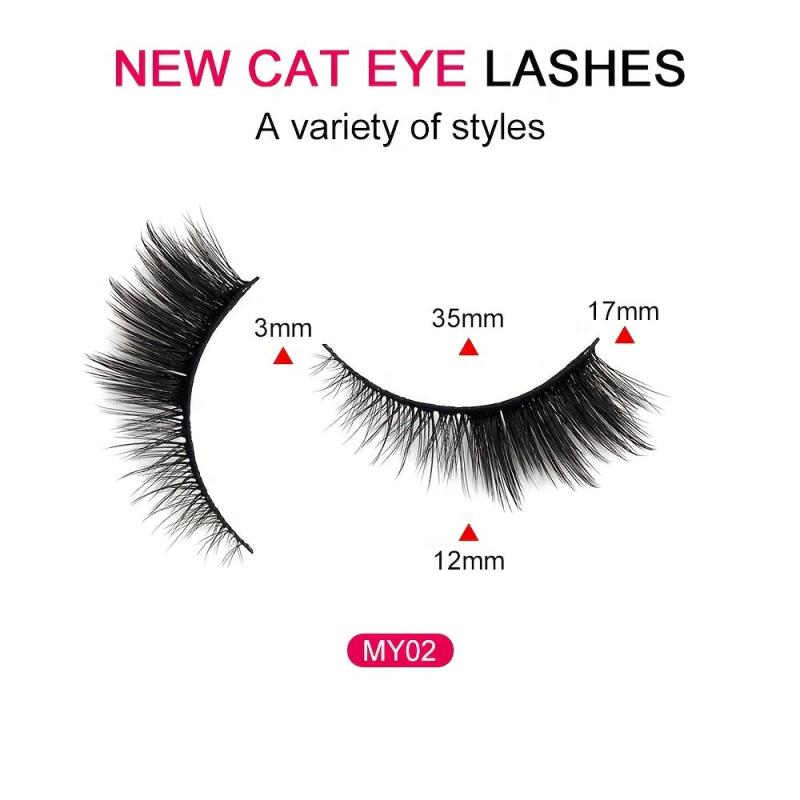 8D Natural Fox Eye Eyelashes 5 Pairs Cat Eye Winged End Mink Lashes