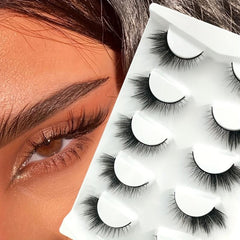 8D Natural Fox Eye Eyelashes 5 Pairs Cat Eye Winged End Mink Lashes