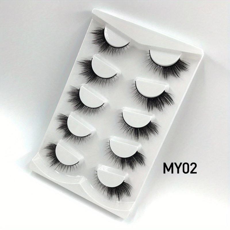 8D Natural Fox Eye Eyelashes 5 Pairs Cat Eye Winged End Mink Lashes