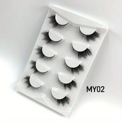 8D Natural Fox Eye Eyelashes 5 Pairs Cat Eye Winged End Mink Lashes