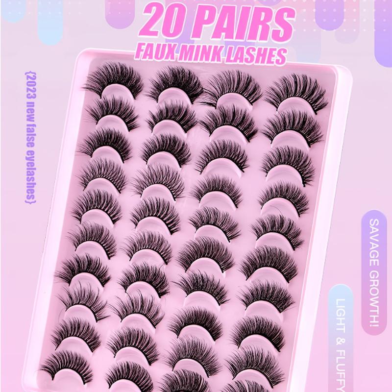 20 Pairs 3D Thick Long Messy False Eyelashes Natural Fiber False Eyelashes