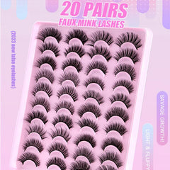 20 Pairs 3D Thick Long Messy False Eyelashes Natural Fiber False Eyelashes