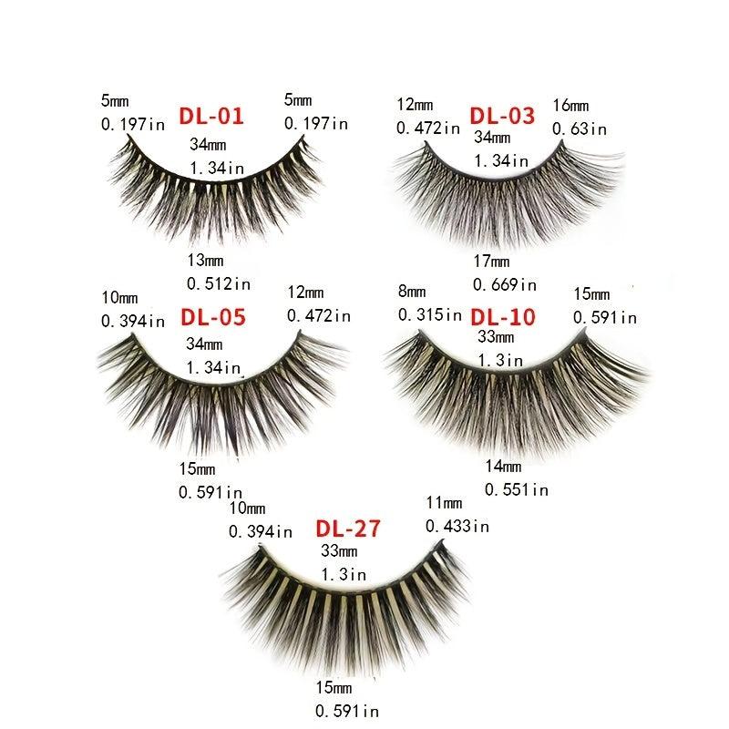 10 Pairs Full Strip Lashes - Natural Thick False Eyelashes