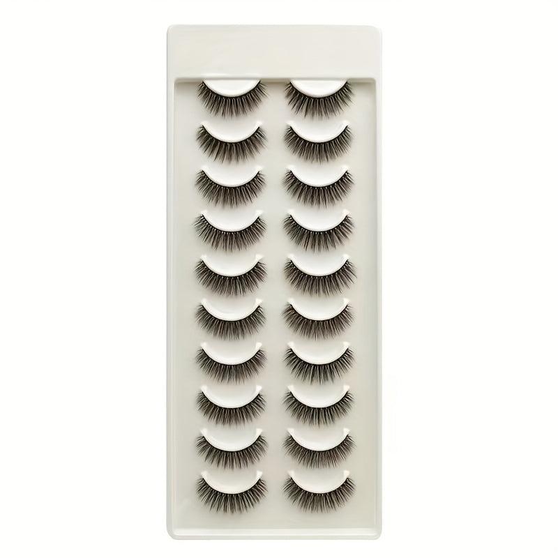 10 Pairs Full Strip Lashes - Natural Thick False Eyelashes