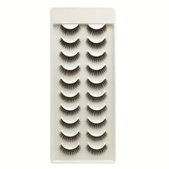 10 Pairs Full Strip Lashes - Natural Thick False Eyelashes
