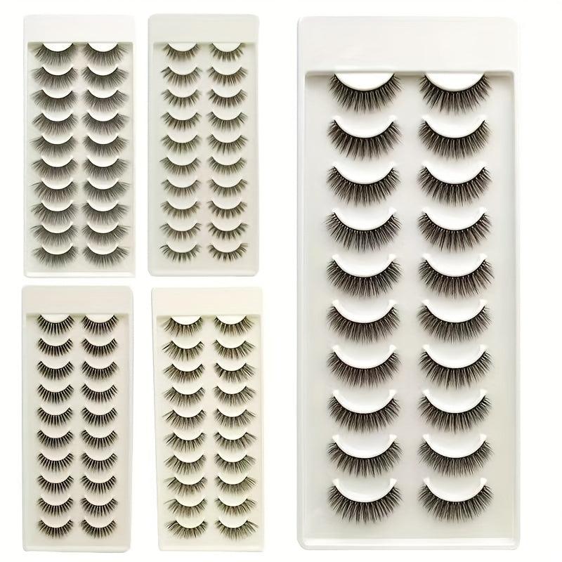10 Pairs Full Strip Lashes - Natural Thick False Eyelashes