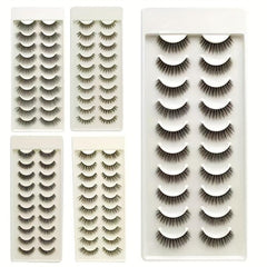10 Pairs Full Strip Lashes - Natural Thick False Eyelashes