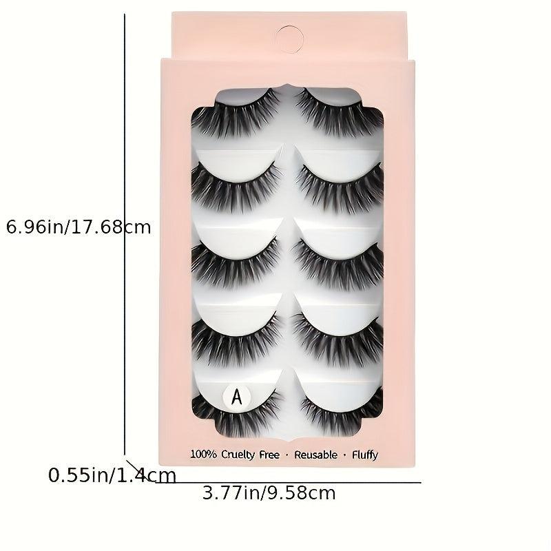 5 Pairs 3D Mink Lashes With Case Reusable Fluffy Thick False Eyelashes