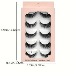 5 Pairs 3D Mink Lashes With Case Reusable Fluffy Thick False Eyelashes