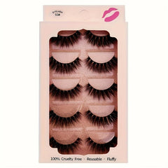 5 Pairs 3D Mink Lashes With Case Reusable Fluffy Thick False Eyelashes