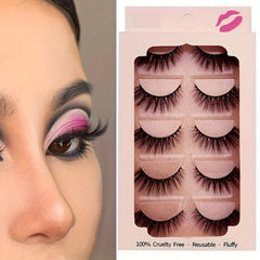 5 Pairs 3D Mink Lashes With Case Reusable Fluffy Thick False Eyelashes