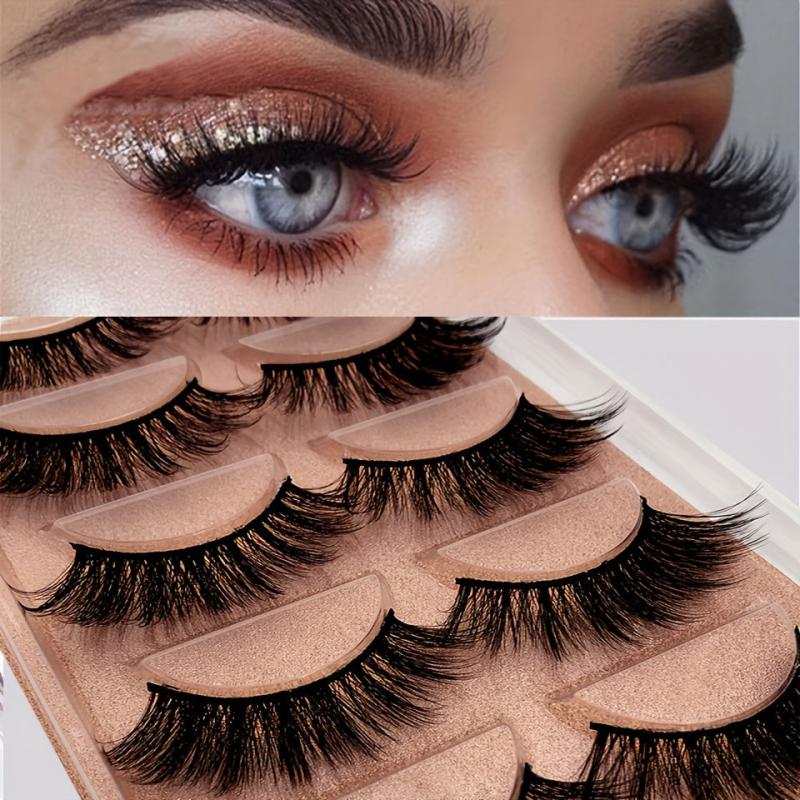 5 Pairs 3D Mink Lashes With Case Reusable Fluffy Thick False Eyelashes