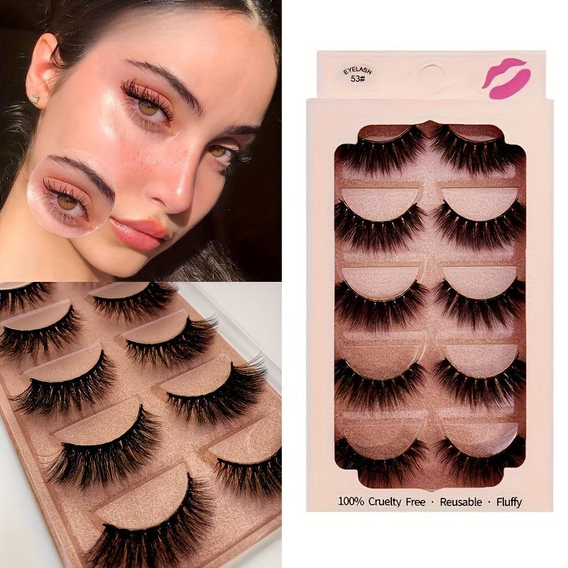5 Pairs 3D Mink Lashes With Case Reusable Fluffy Thick False Eyelashes