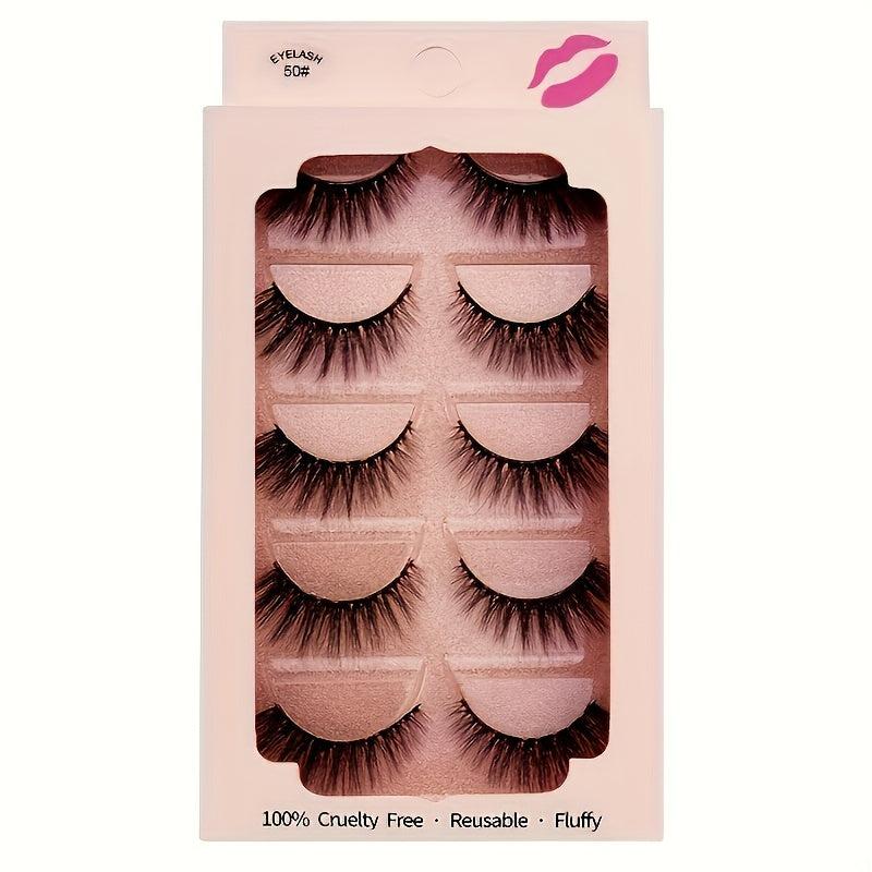 5 Pairs 3D Mink Lashes With Case Reusable Fluffy Thick False Eyelashes