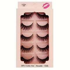 5 Pairs 3D Mink Lashes With Case Reusable Fluffy Thick False Eyelashes