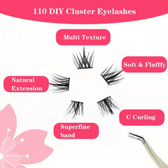 DIY 10mm Cluster Lashes Extensions C Curl 110pcs Soft Lightweight Home Use