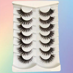 7 Pairs Brown False Eyelashes Natural Thick Cat Eye Lashes Fluffy