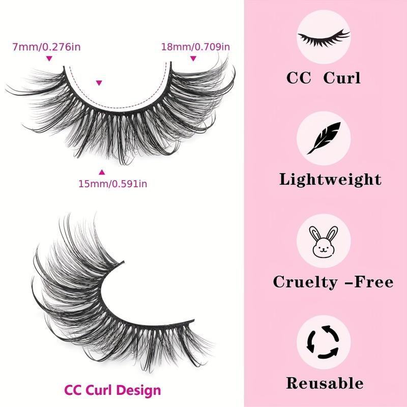 7 Pairs Brown False Eyelashes Natural Thick Cat Eye Lashes Fluffy