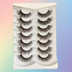 7 Pairs Brown False Eyelashes Natural Thick Cat Eye Lashes Fluffy