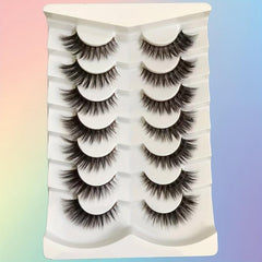7 Pairs Brown False Eyelashes Natural Thick Cat Eye Lashes Fluffy
