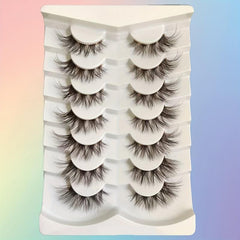 7 Pairs Brown False Eyelashes Natural Thick Cat Eye Lashes Fluffy