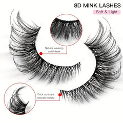 8D Charm Thick Curly Natural Fox Eye & Winged False Eyelashes
