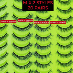 20 Pairs Cat Fox Eye False Eyelashes Fluffy 8D Dramatic Reusable Faux Mink