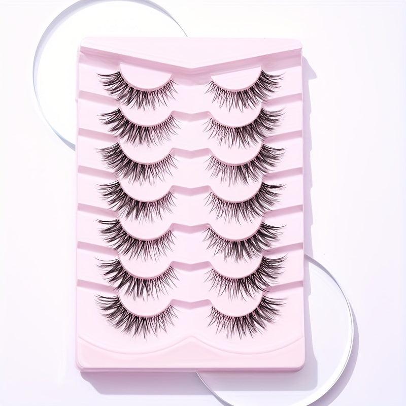 7 Pairs 14mm Crisscross False Eyelashes - Manga Lashes Extension for Cosplay