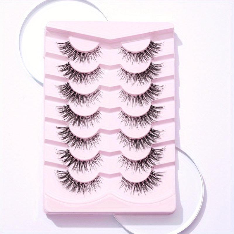 7 Pairs 14mm Crisscross False Eyelashes - Manga Lashes Extension for Cosplay