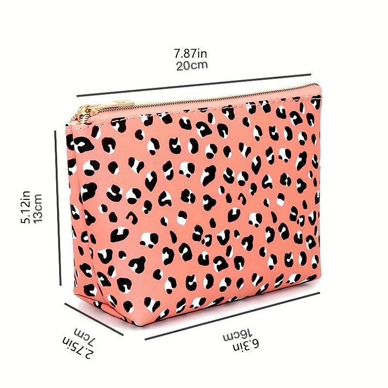 Leopard Print Makeup Bag Large Capacity Toiletry Organizer Women