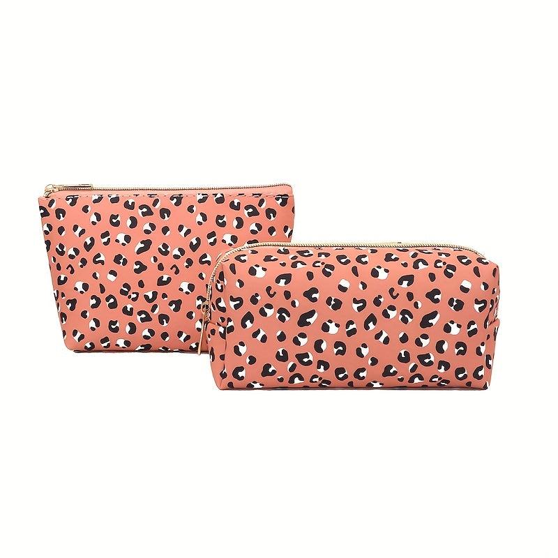 Leopard Print Makeup Bag Large Capacity Toiletry Organizer Women